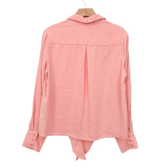 Anthropologie Cloth & Stone Tencel Blouse Shirt Womens Small Peach Button Up - Picture 2 of 11